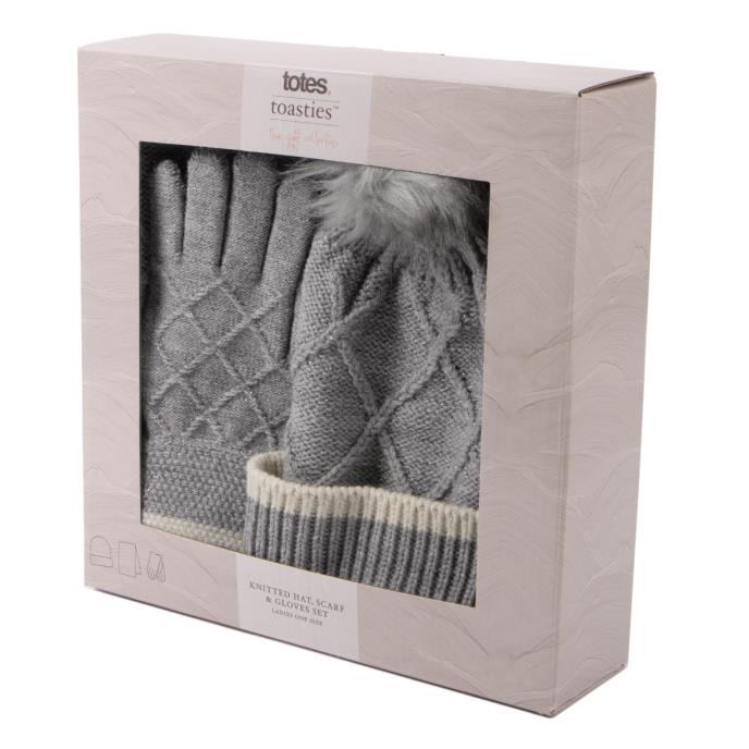 totes Ladies Hat Scarf & Glove Gift Set Grey Extra Image 1